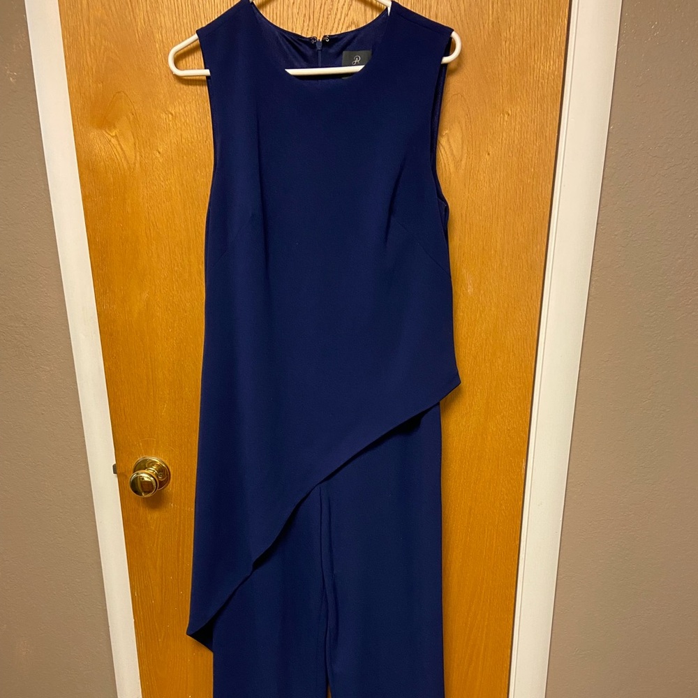 Adrianna Papell overlay jumpsuit in navy Sz 8